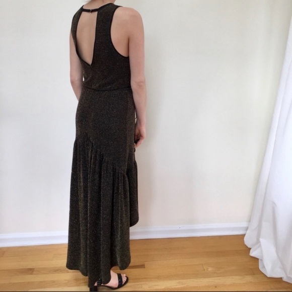 NWT Urban outfitters Ecoté high low gold shimmer dress size medium - Picture 3 of 11